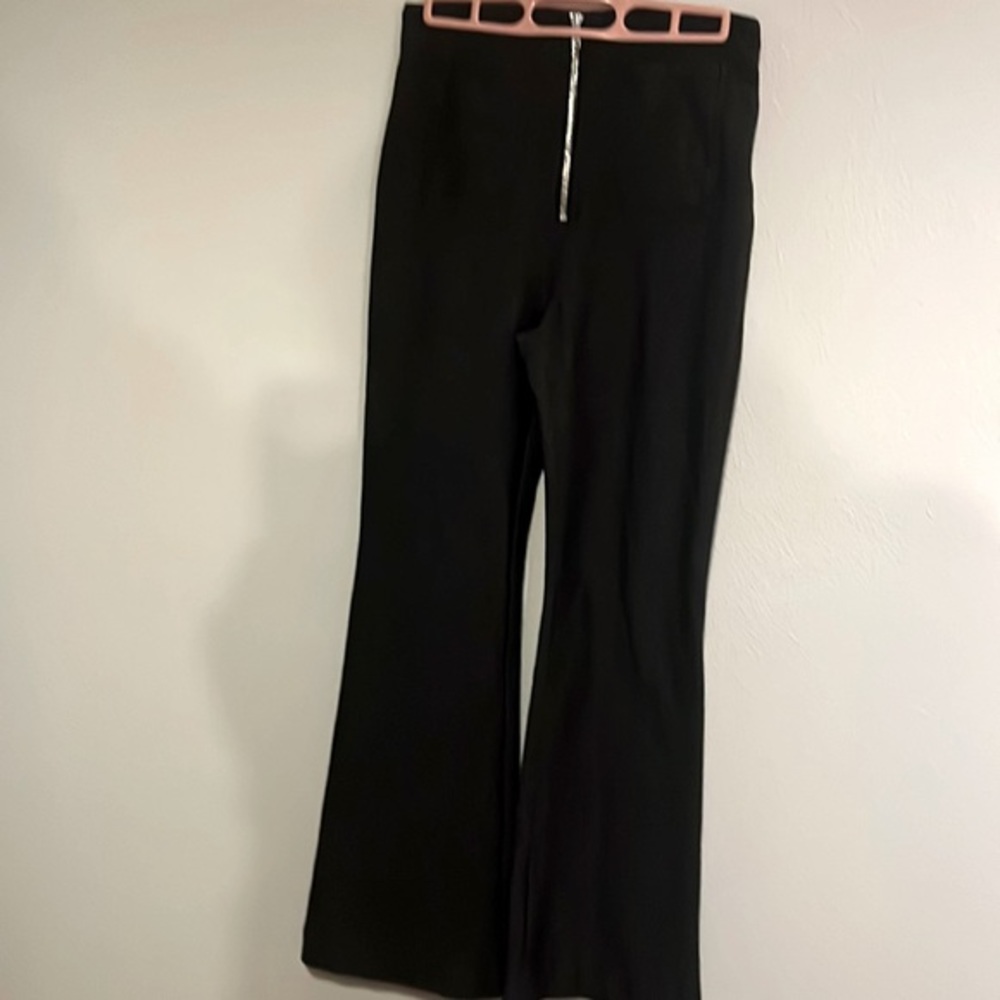 Stelen wide leg zipper pants size M black and gray pinstripe